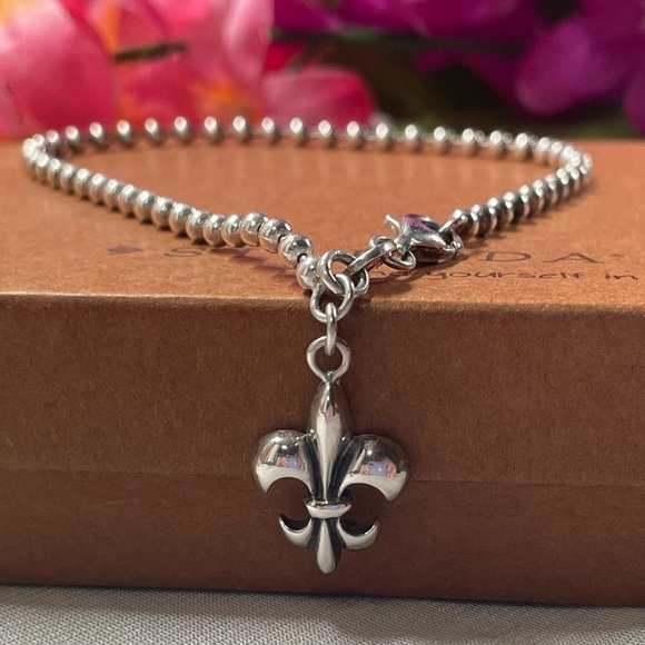Silpada Fleur-de-lis Sterling Silver Ankle Bracelet A2642 - Picture 2 of 16